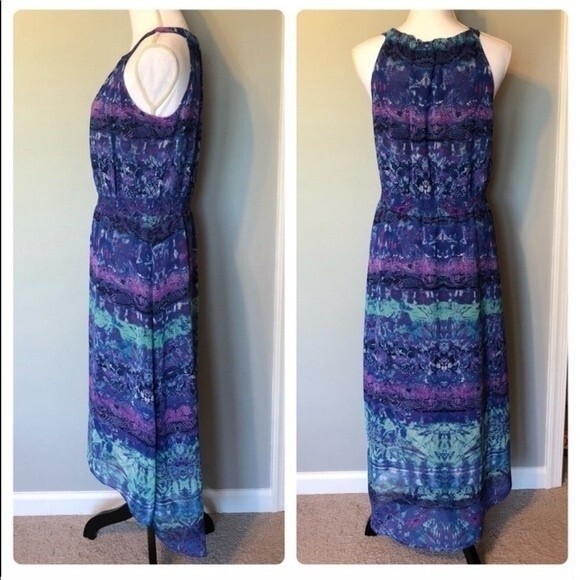 Chico’s Brooke Dress High Low Blue Purple Watercolor Print Chico's Size 0 - Picture 3 of 6